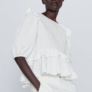 Zara Ruffled Texture Top